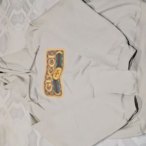 GG Beige Patch Hoodie with Logo Accent
